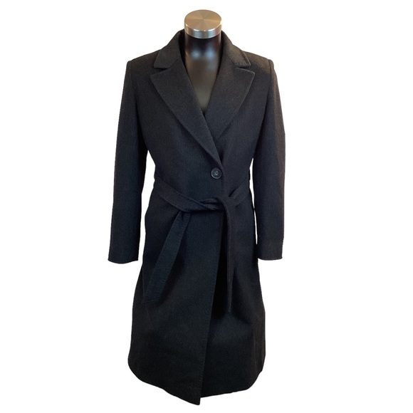 Cinzia Rocca Jackets & Blazers - Cinzia Rocco Loro Piana Superfine Black Wool Coat Italy Wrap Trench Capsule